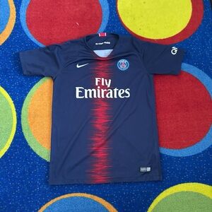 Nike Kids Navy Blue & Red Paris Saint-Germain Fly Emirates Jersey
